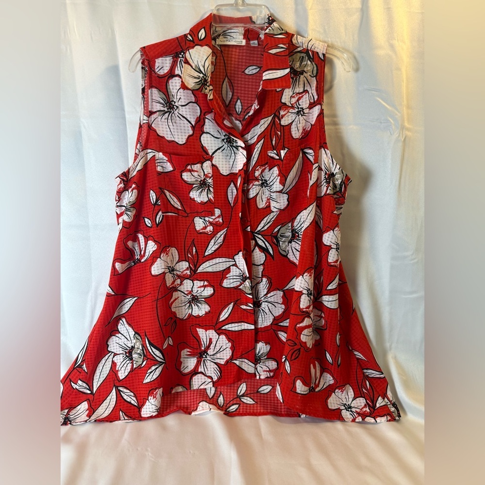 COPY - Floral Red Sleeveless Top